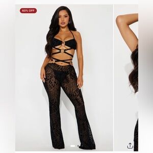 Fashion Nova Black Sheer Lace Jumpsuit